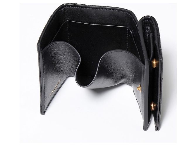 Saint Laurent Black Monogram Grained Poudre Embossed Leather Small Wallet - view 7