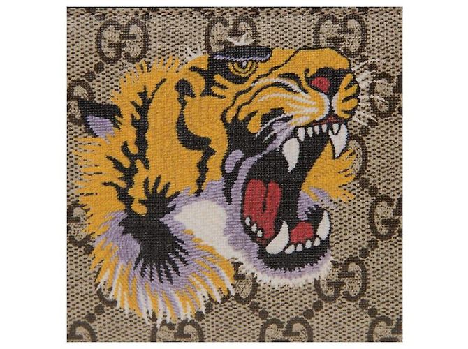 Gucci Cartera larga con cremallera Supreme Tiger Beige Multicolor - vista 6