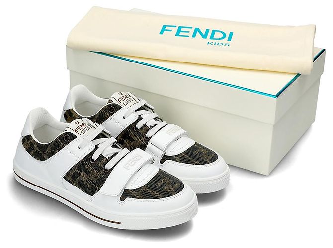 Fendi FF Jacquard Sneaker Erwachsenen Größe AHGY Silber - Ansicht 10
