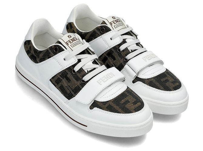 Fendi FF Jacquard Sneaker Erwachsenen Größe AHGY Silber - Ansicht 3