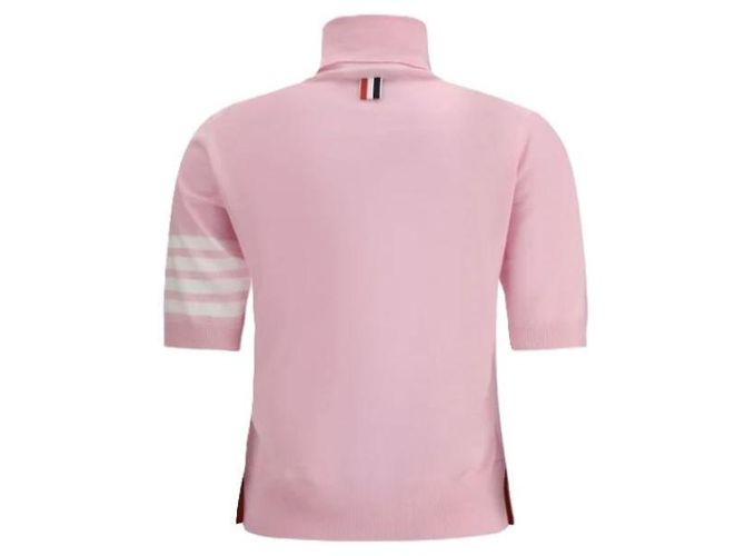 Thom Browne Lockeres Kurzarm-Rollkragen aus feiner Merinowolle Pink - Ansicht 4