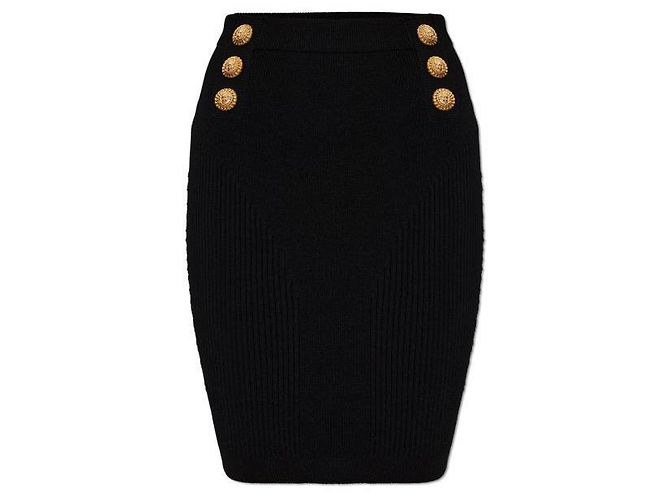 Balmain Falda de punto de largo a la rodilla Negro - vista 3