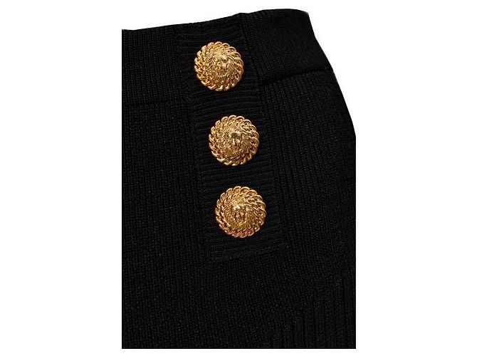 Balmain Falda de punto de largo a la rodilla Negro - vista 4