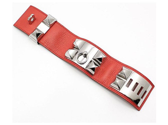 Hermès Bracciale in pelle Epsom Medor argento Rosa - vista 3