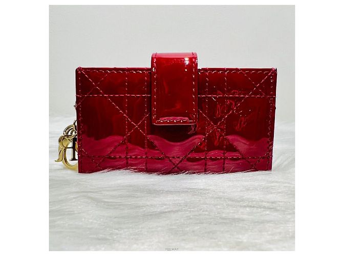 Lady Dior Christian Dior Kartenetui aus Lackleder im Akkordeon-Stil Rot - Ansicht 2