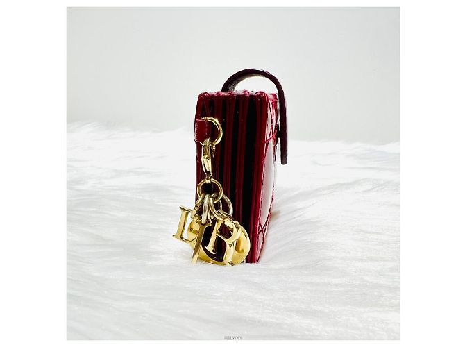 Lady Dior Christian Dior Kartenetui aus Lackleder im Akkordeon-Stil Rot - Ansicht 3