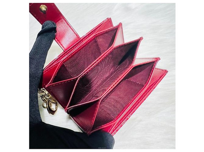 Lady Dior Christian Dior Kartenetui aus Lackleder im Akkordeon-Stil Rot - Ansicht 5