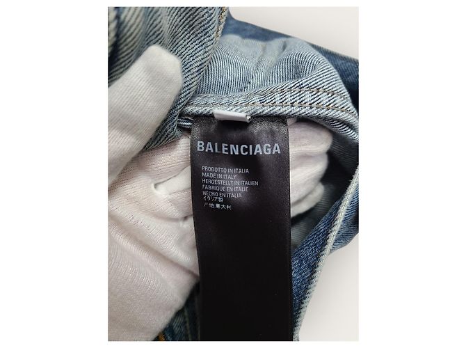 Balenciaga Waschbare Jeansjacke in Mittelblau-Grün - Ansicht 5