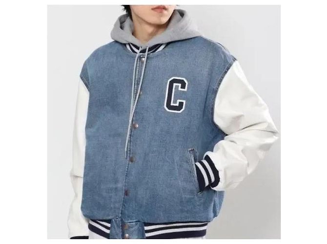 Céline Giacca Varsity Teddy con cappuccio in denim Blu - vista 8