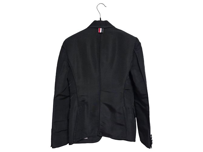 Thom Browne Women's Three-Button Silk Blazer Jacket Black - view 2