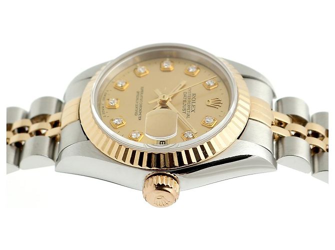 Rolex Datejust Damenuhr mit Diamanten nach Einstellung Golden - Ansicht 12