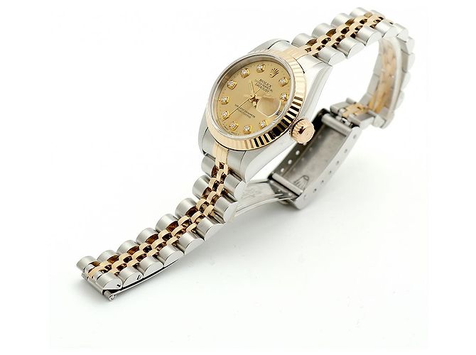 Rolex Datejust Damenuhr mit Diamanten nach Einstellung Golden - Ansicht 14