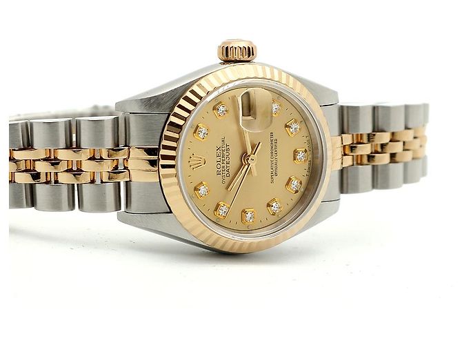Rolex Datejust Damenuhr mit Diamanten nach Einstellung Golden - Ansicht 19