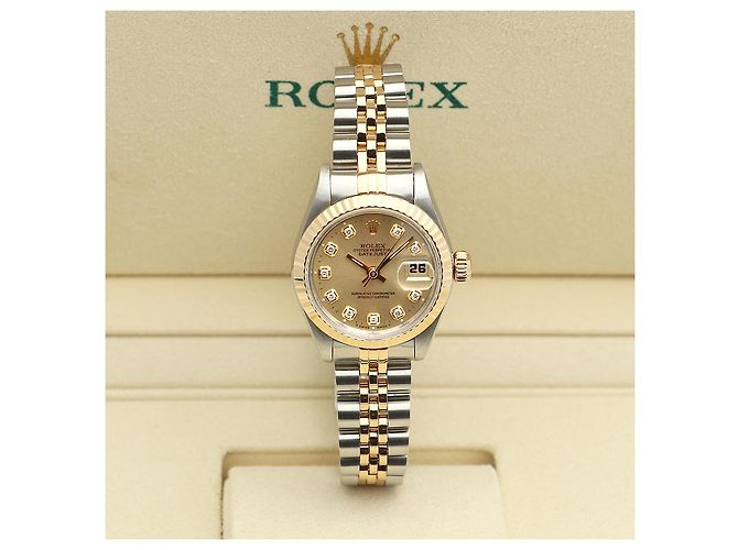 Rolex Datejust Damenuhr mit Diamanten nach Einstellung Golden - Ansicht 2
