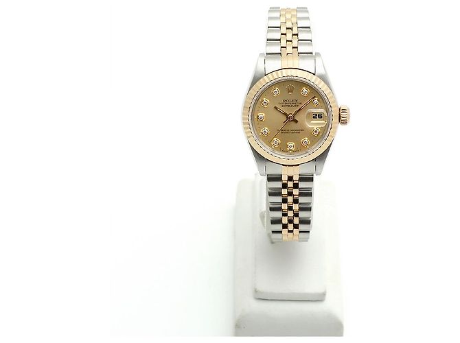Rolex Datejust Damenuhr mit Diamanten nach Einstellung Golden - Ansicht 3