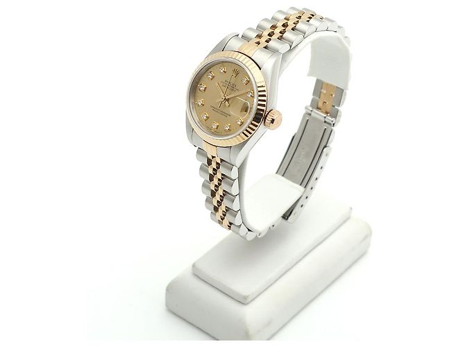 Rolex Datejust Damenuhr mit Diamanten nach Einstellung Golden - Ansicht 4
