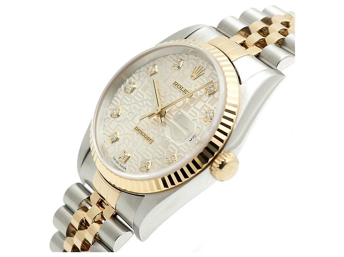 Rolex Relógio Datejust Combination Masculino Original com Mostrador de Diamante Prateado e Mostrador de Computador Prata - vista 10
