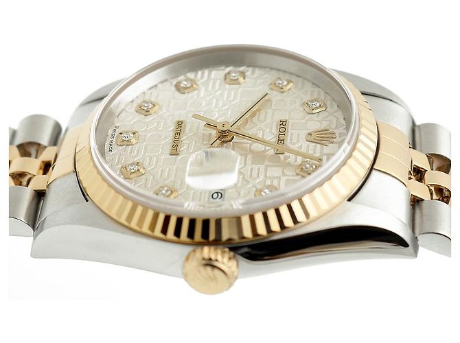 Rolex Relógio Datejust Combination Masculino Original com Mostrador de Diamante Prateado e Mostrador de Computador Prata - vista 12