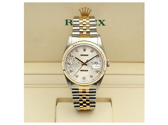Rolex Relógio Datejust Combination Masculino Original com Mostrador de Diamante Prateado e Mostrador de Computador Prata - vista 2