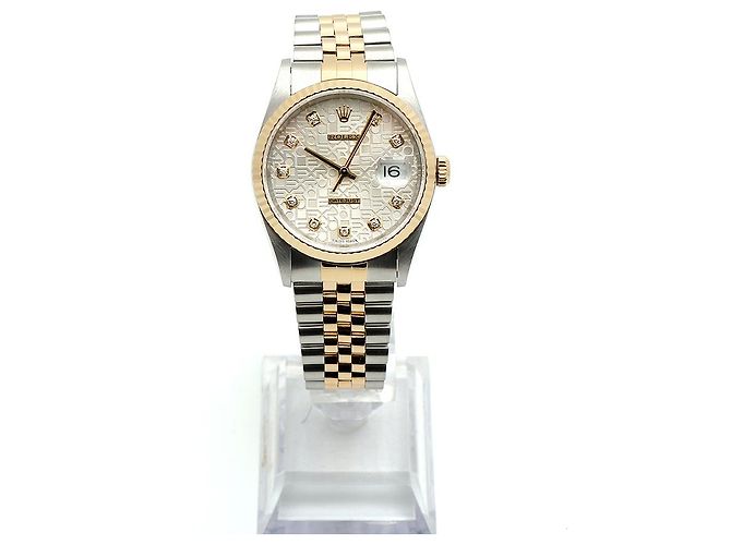 Rolex Relógio Datejust Combination Masculino Original com Mostrador de Diamante Prateado e Mostrador de Computador Prata - vista 3