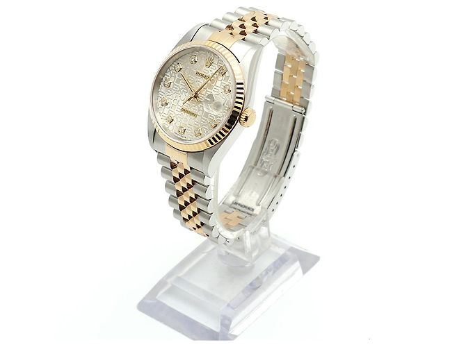 Rolex Relógio Datejust Combination Masculino Original com Mostrador de Diamante Prateado e Mostrador de Computador Prata - vista 4