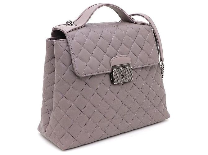 Chanel Borsa Tote e Borsa a Spalla con Patta e Logo Argentato Marrone - vista 2