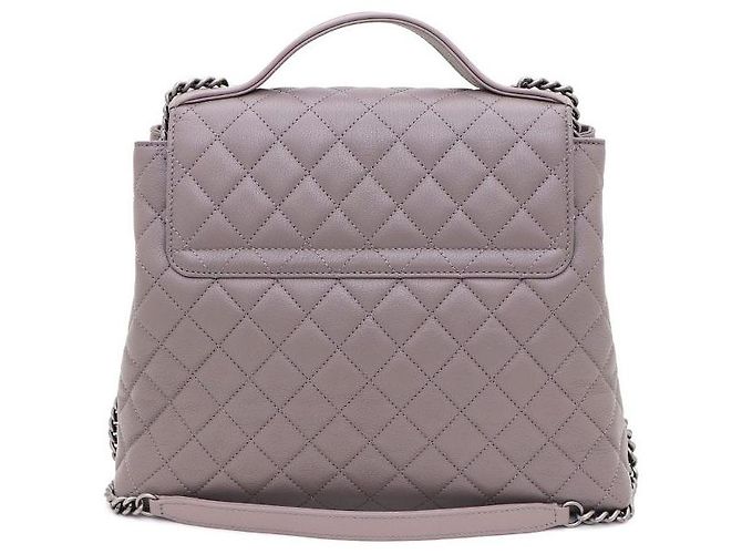 Chanel Borsa Tote e Borsa a Spalla con Patta e Logo Argentato Marrone - vista 4