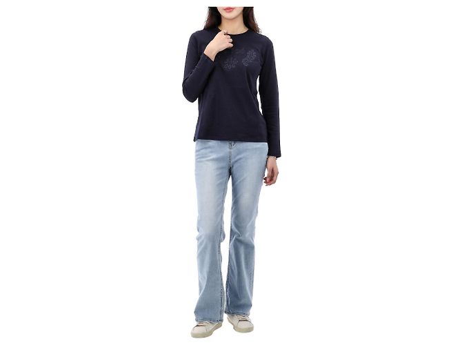 Chloé Langarm-T-Shirt mit Logo-Stickerei Erwachsenengröße Schwarz - Ansicht 10