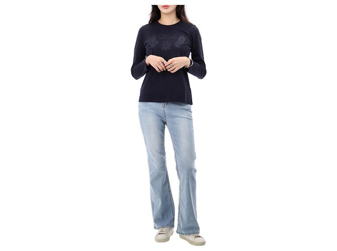 Chloé Langarm-T-Shirt mit Logo-Stickerei Erwachsenengröße Schwarz - Ansicht 12