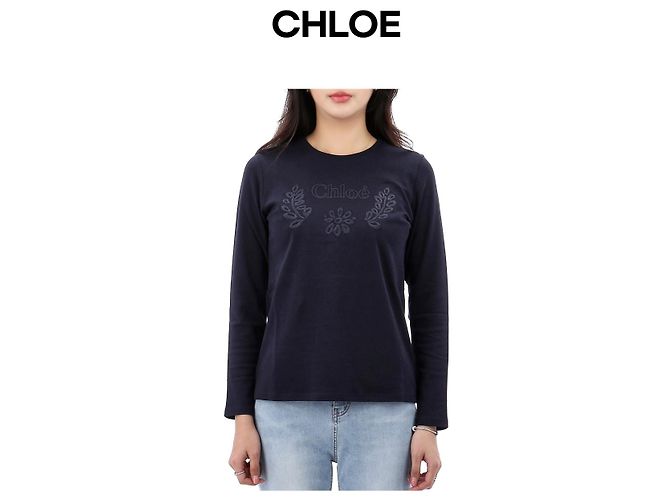 Chloé Langarm-T-Shirt mit Logo-Stickerei Erwachsenengröße Schwarz - Ansicht 5