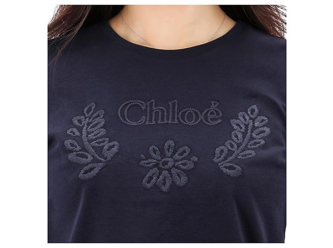 Chloé Langarm-T-Shirt mit Logo-Stickerei Erwachsenengröße Schwarz - Ansicht 8