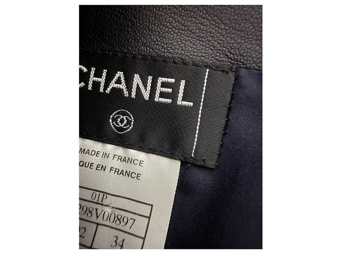 Chanel Falda con vuelo lateral de piel de cordero Negro - vista 8
