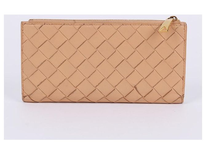 Bottega Veneta Cartera larga de mujer de cuero beige claro con solapa Castaño - vista 5