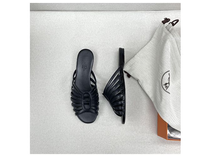 Hermès NORIA Sandale Leder Schwarz - Ansicht 11