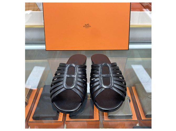 Hermès NORIA Sandale Leder Schwarz - Ansicht 4