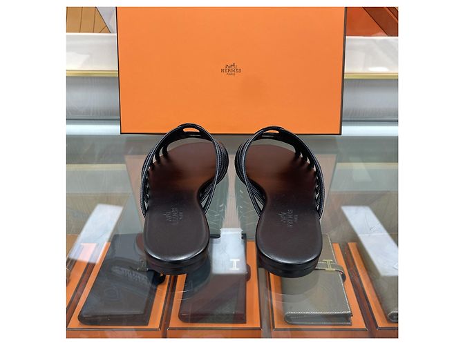 Hermès NORIA Sandale Leder Schwarz - Ansicht 5