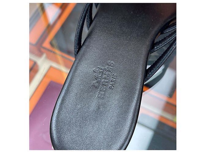 Hermès NORIA Sandale Leder Schwarz - Ansicht 8