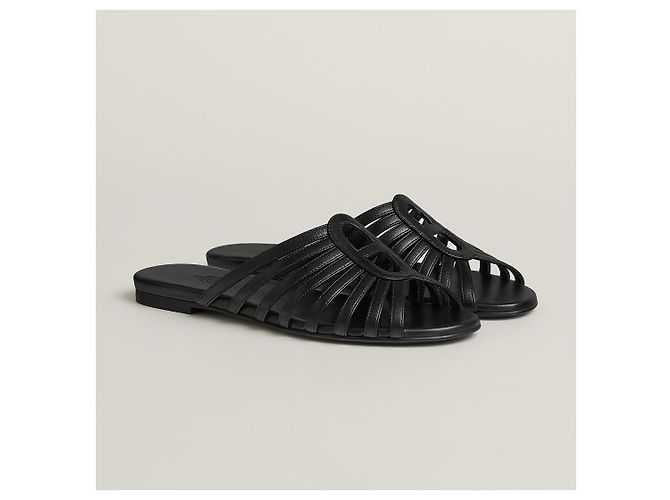 Hermès NORIA Sandale Leder Schwarz - Ansicht 9