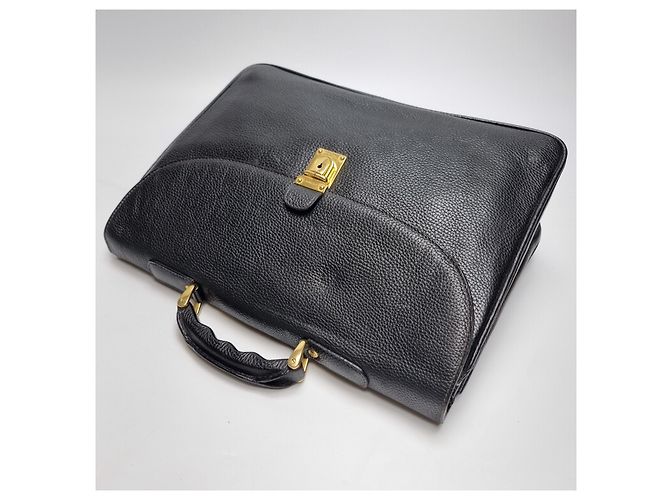 Fendi Leather Gold Briefcase Unisex Document Bag Vintage Style - view 11