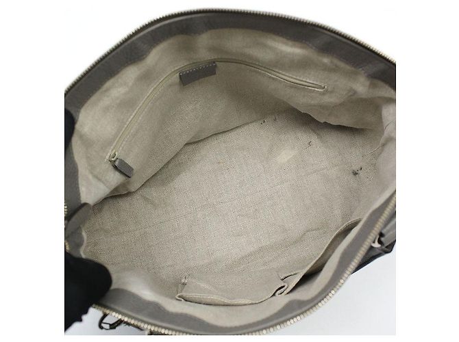 Gucci Bolsa de ombro com duplo domo entrelaçado em couro cinza e tom dourado Marrom - vista 9