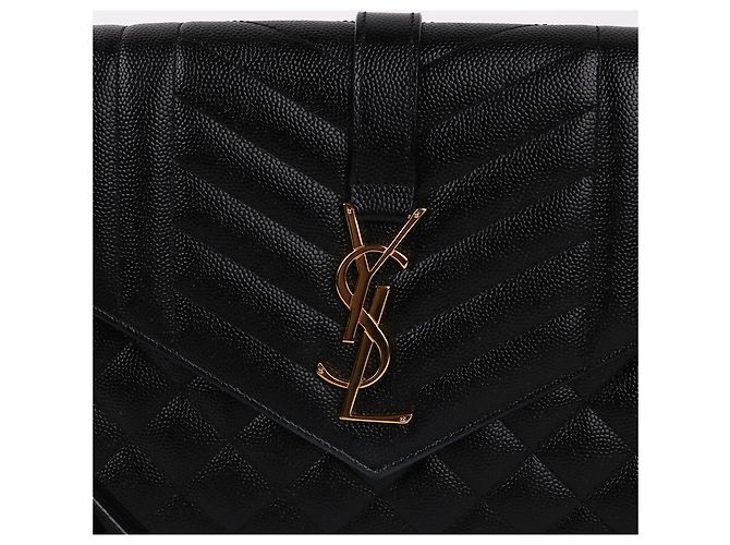Saint Laurent Clutch Small Envelope YSL Gold Nero - vista 2