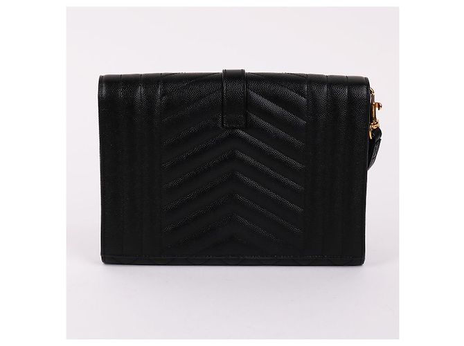 Saint Laurent Clutch Small Envelope YSL Gold Nero - vista 5