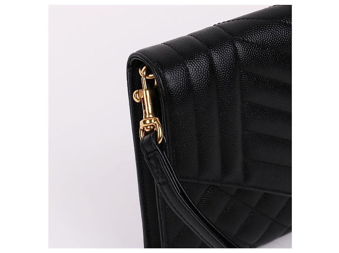 Saint Laurent Clutch Small Envelope YSL Gold Nero - vista 6