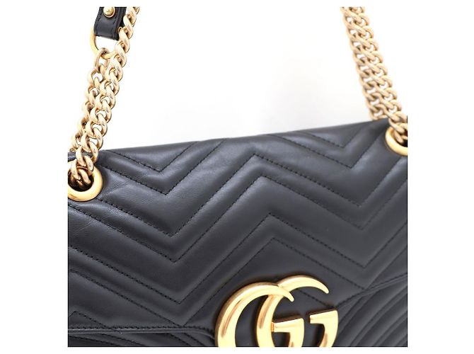 Gucci Borsa a Spalla e Borsa a Tracolla GG Marmont Matelassé Large Nero - vista 4