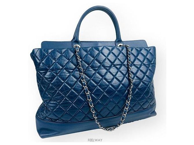 Chanel Borsa a Spalla Portobello Silver Chain Navy Blu - vista 2