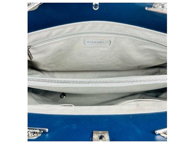 Chanel Borsa a Spalla Portobello Silver Chain Navy Blu - vista 5