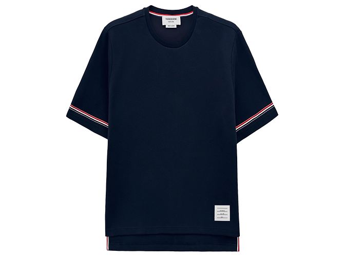Thom Browne Oversized Kurzarm-T-Shirt aus Baumwolle im Rugby-Stil Blau - Ansicht 7