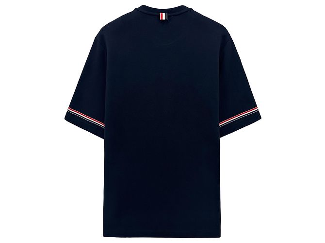 Thom Browne Oversized Kurzarm-T-Shirt aus Baumwolle im Rugby-Stil Blau - Ansicht 8