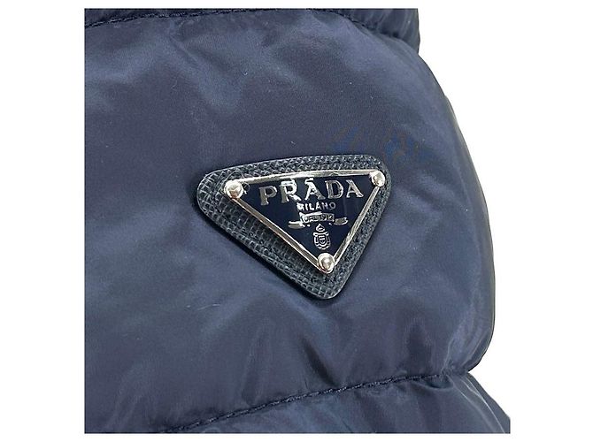 Double Prada Lange gesteppte Damenjacke aus Nylon mit Triangle-Logo Schwarz - Ansicht 7