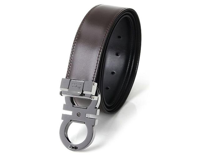 Gancini Salvatore Ferragamo Cintura da uomo reversibile Nero Marrone - vista 3